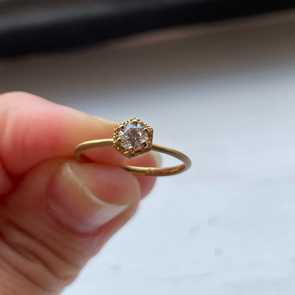 Catbird Gold Hexagon .2-ct Diamond Ring—Size 5.25